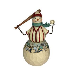 Jim Shore Heartwood Creek Snowman Baseball Figurine Three Balls No Strikes